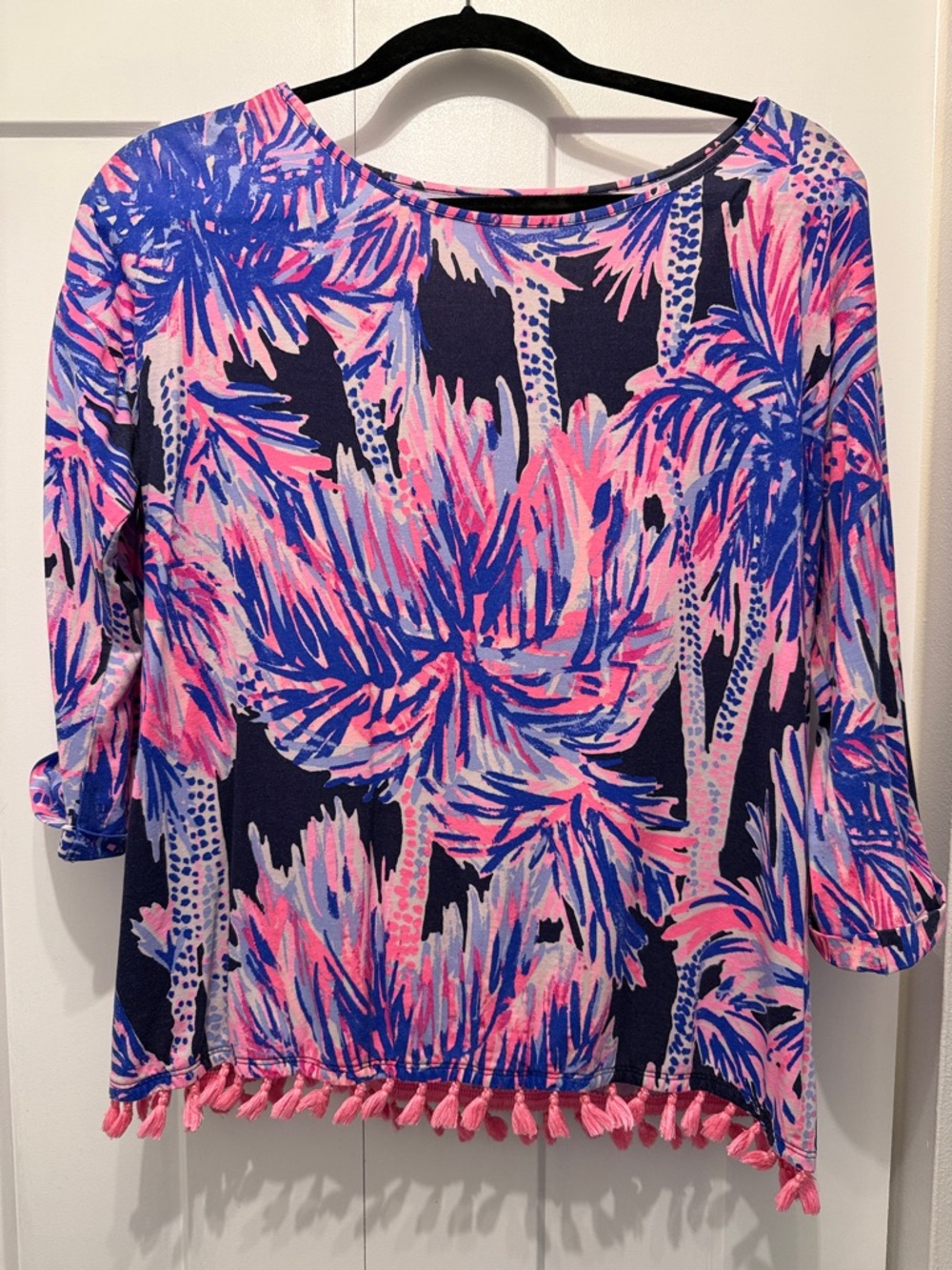Lilly Pulitzer 3/4 Sleeve Tassel trim Mercer Top